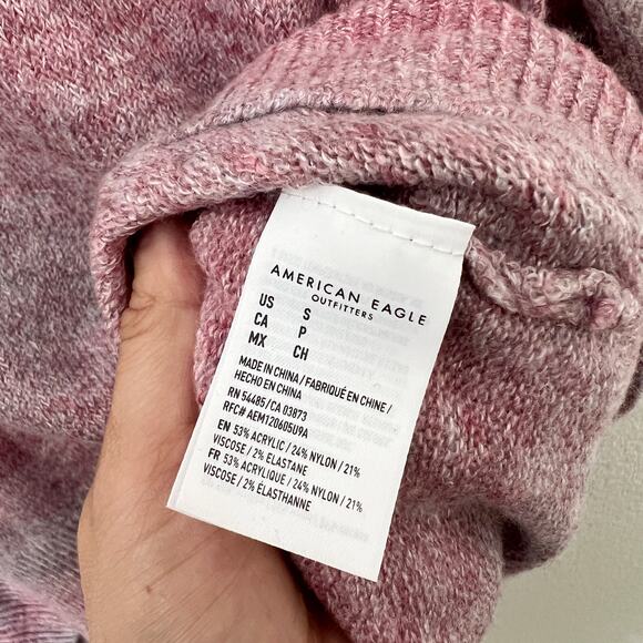 [American Eagle] Ombre Striped Oversized Purple Red Cowl Neck Sweater Sz Small S - Picture 11 of 11